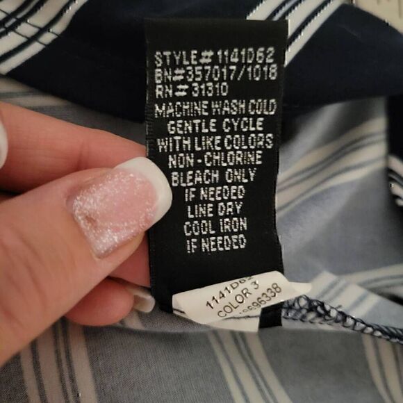 iZ Byer Blue Striped Soft Stretchy Faux Wrap Dress - Picture 11 of 12